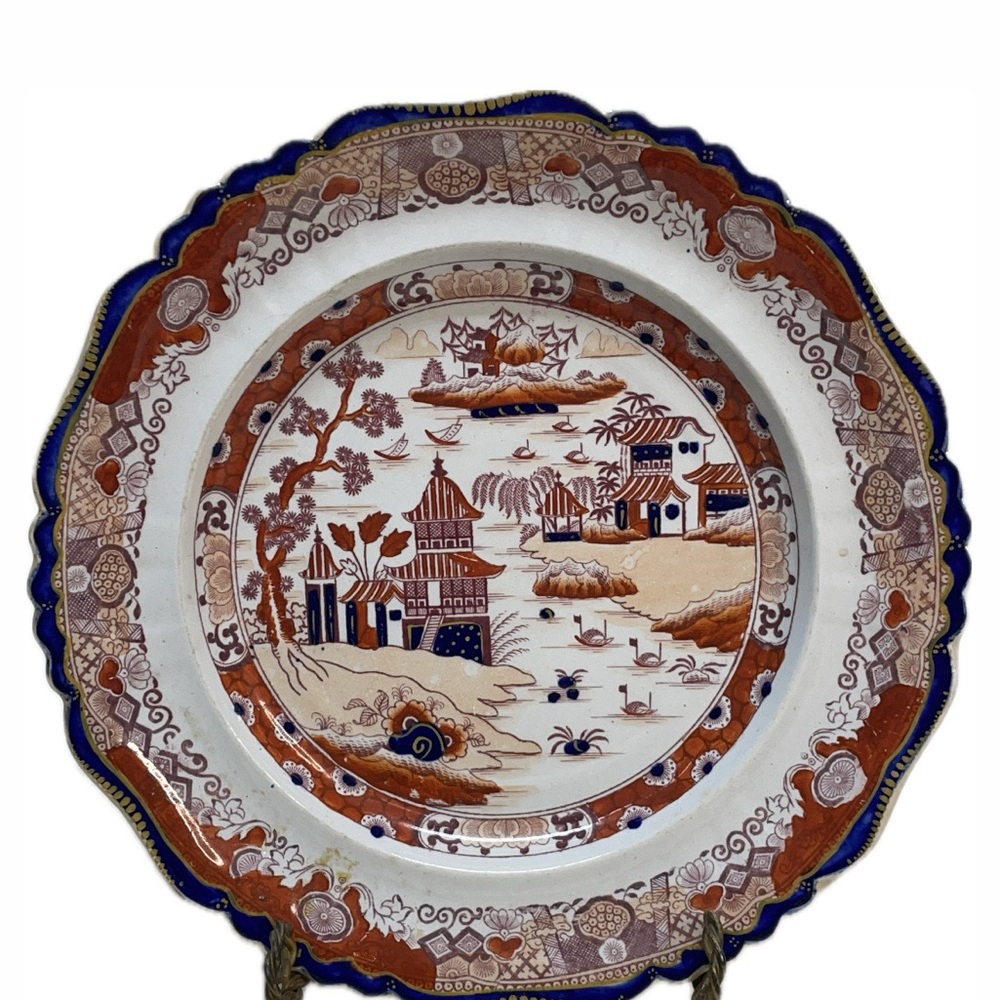 Mid 19th century English Ironstone Imari plate produced by Francis Morley